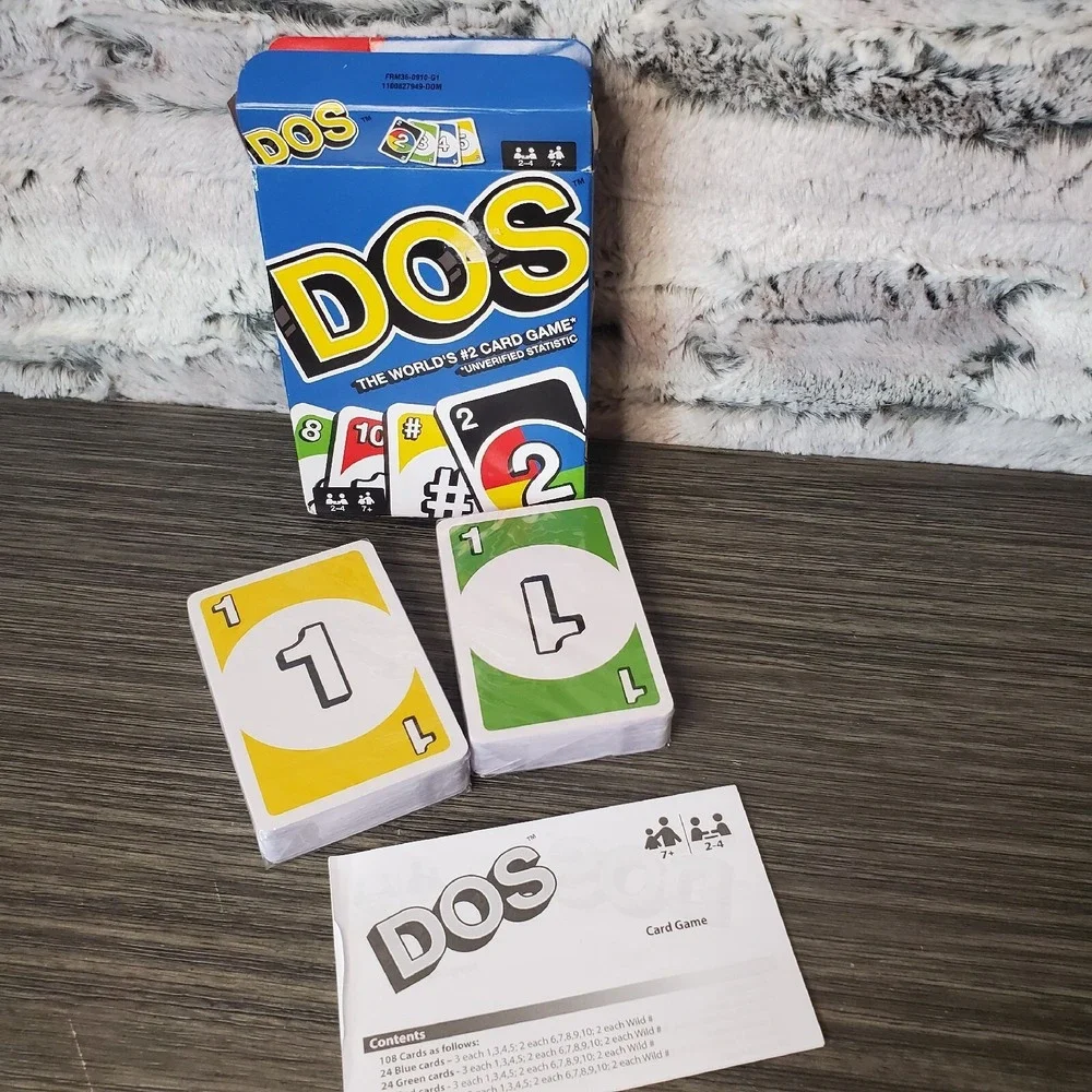 NEW Mattel DOS Card Game from Makers of UNO 2-4 Players Ages 7+,‎ Damaged Box
